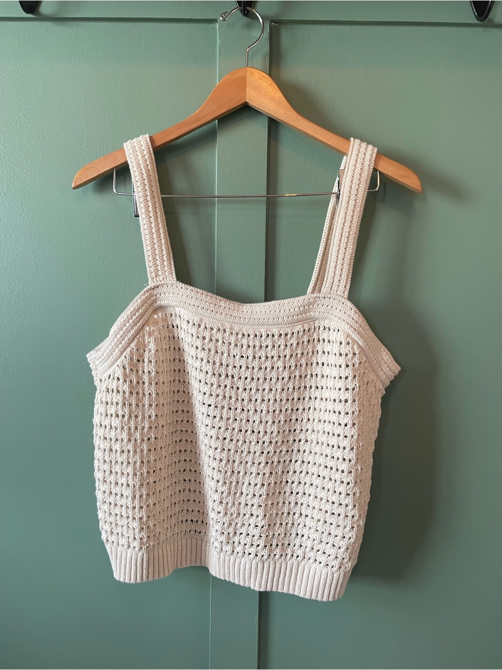 Universal Thread Cream Crochet Knit Tank - Wide Straps